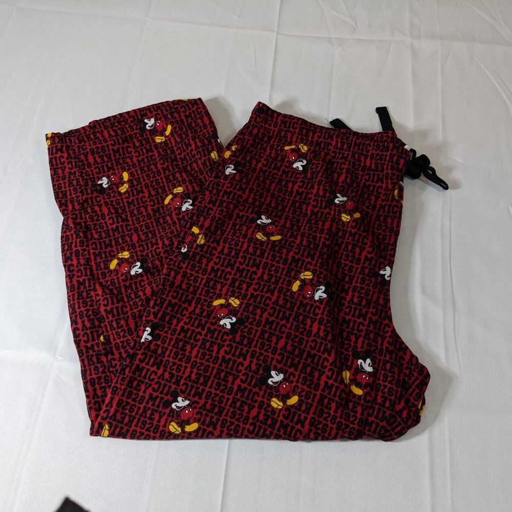Mickey Mouse Flannel Sleep Pants in Red & Black Mickey Mouse Print - size XXL